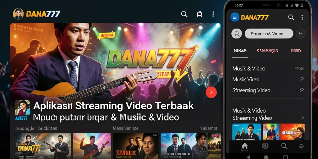 Antarmuka DANA777 yang intuitif dengan berbagai pilihan konten Streaming Video.