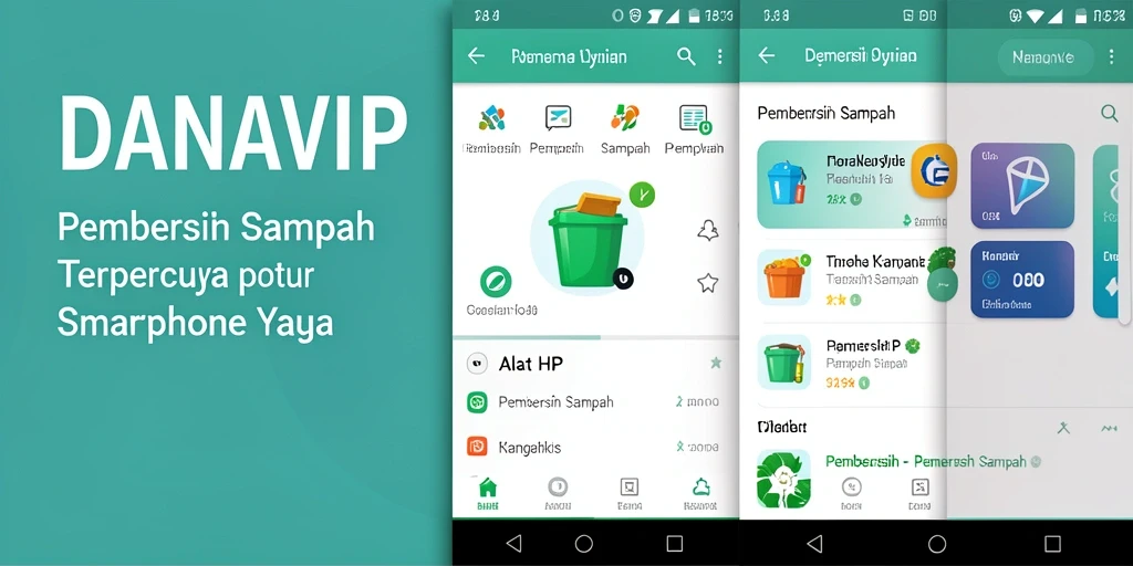 Tampilan antarmuka aplikasi Pembersih Sampah DANAVIP yang modern dan user-friendly.