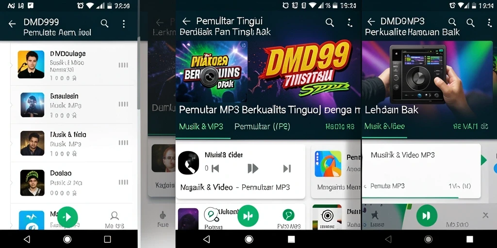 Tampilan antarmuka DMD999 yang sederhana dan menarik untuk pemutar MP3.