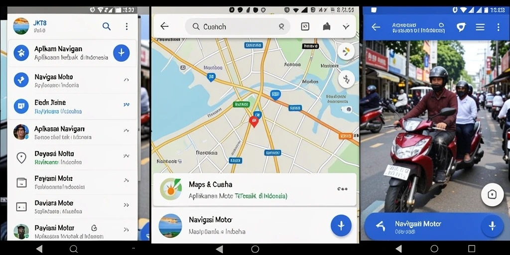 Antarmuka JKT8 saat menampilkan rute navigasi motor.