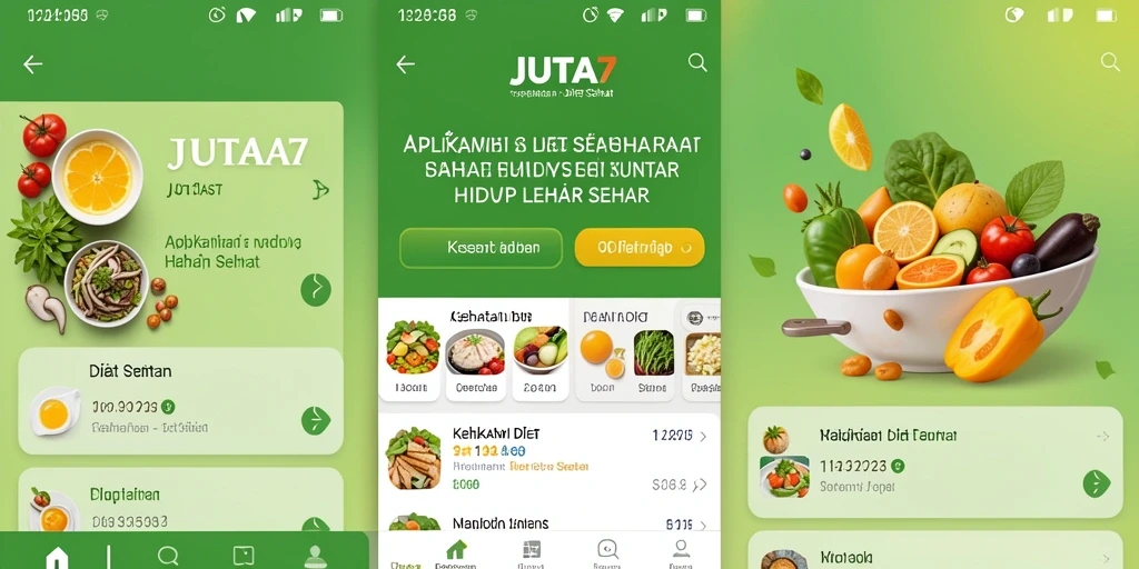 Tampilan antarmuka JUTA7 yang sederhana dan menarik untuk Diet Sehat.