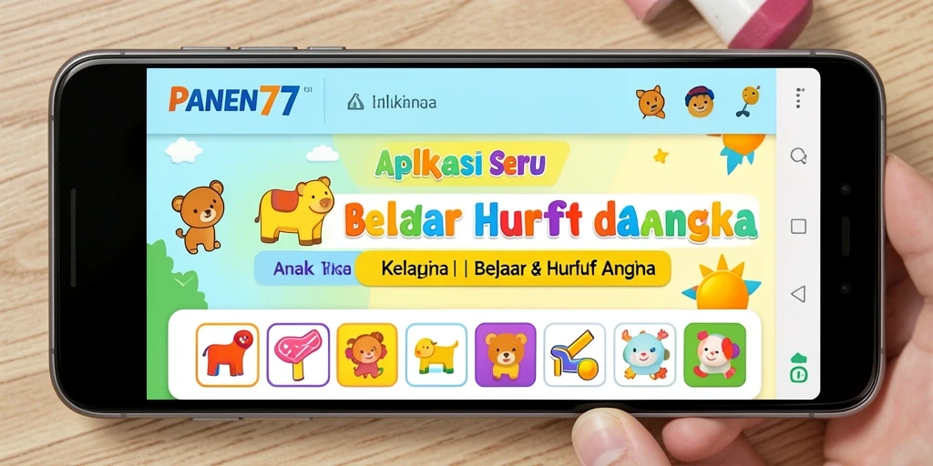 Antarmuka ceria dan edukatif dari aplikasi PANEN77.