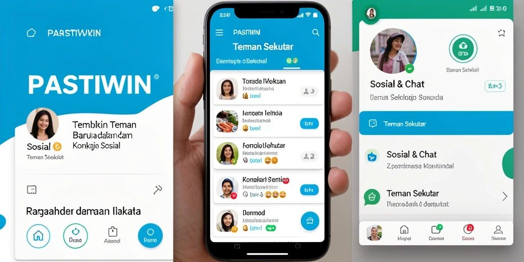 Antarmuka <strong>PASTIWIN</strong> yang menarik untuk menjelajahi teman di sekitar.