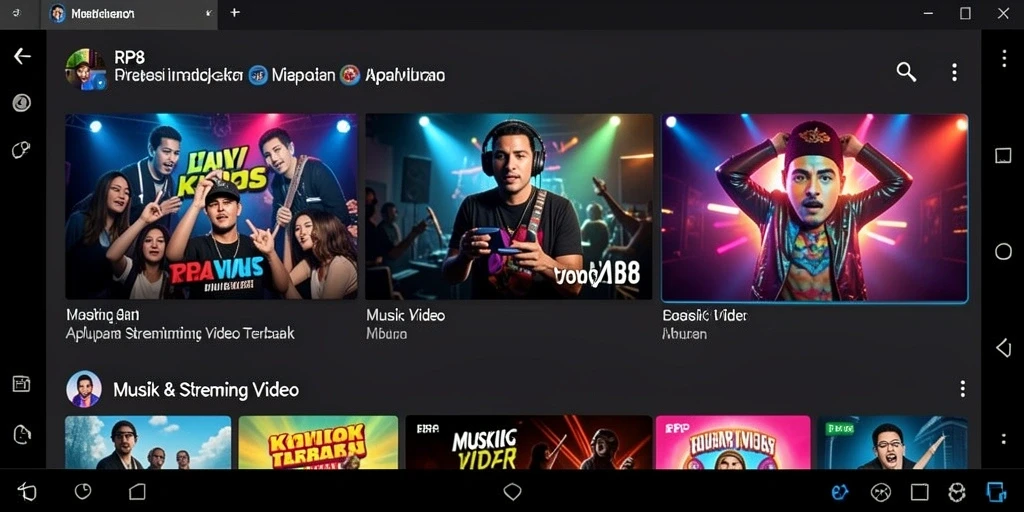Screenshot aplikasi RP8 menampilkan antarmuka Streaming Video yang menarik dan mudah digunakan.